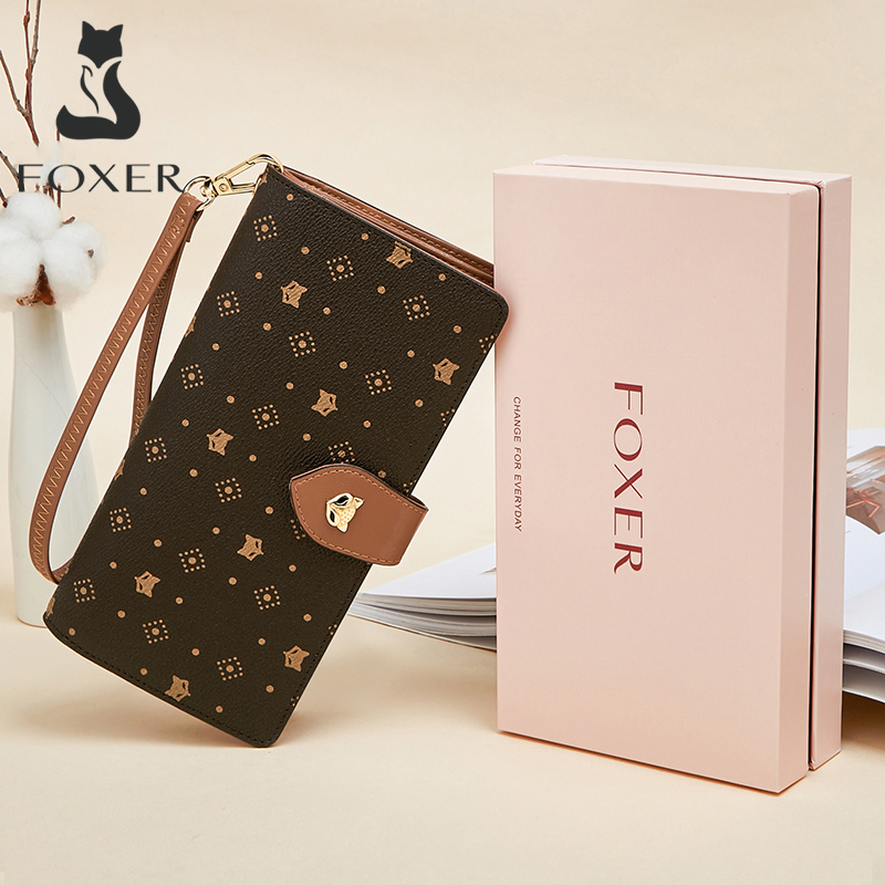 Monogram Keychain Leather - FOXER Portefeuille long pour femme, porte-cartes