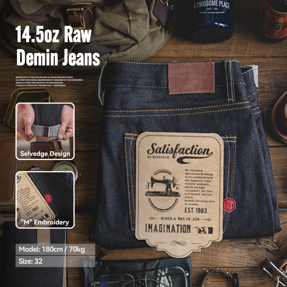 Levis Jeans 501 - Maden Retro 14.5oz lisière Denim brut